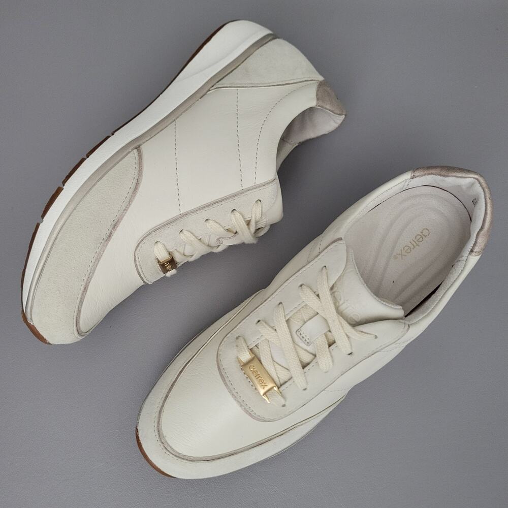 Aetrex Leather Ivy Leather Sneakers Lace Up Comfort Walking Arch Support 7.5 - Picture 2 of 12